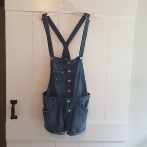 Levis distressed vintage detachable top overalls